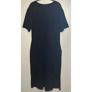 Made by Johnny Maxi Shift Dress 2XL Black Short Sleeve Stretchy Business Casual